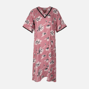 Women Alpine Pocket Midi Gown Short Sleeve Dress