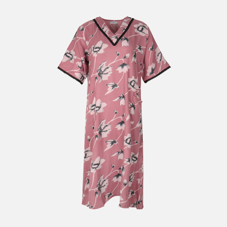 Women Alpine Pocket Midi Gown Short Sleeve Dress