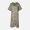 Women Alpine Pocket Midi Gown Short Sleeve Dress