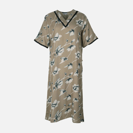 Women Alpine Pocket Midi Gown Short Sleeve Dress