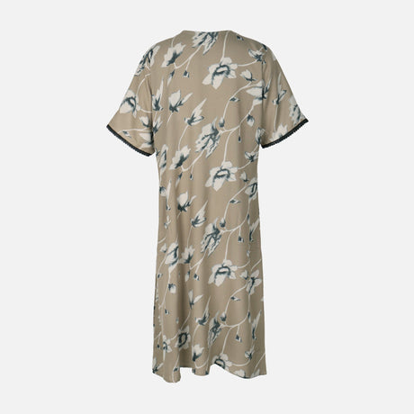 Women Alpine Pocket Midi Gown Short Sleeve Dress