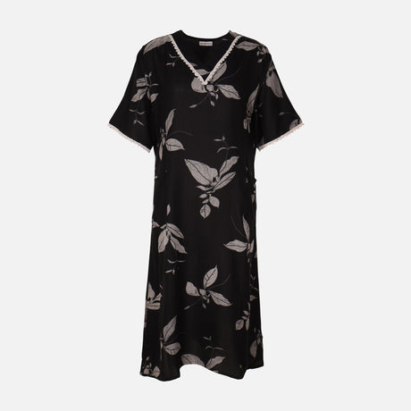 Women Alpine Pocket Midi Gown Short Sleeve Dress