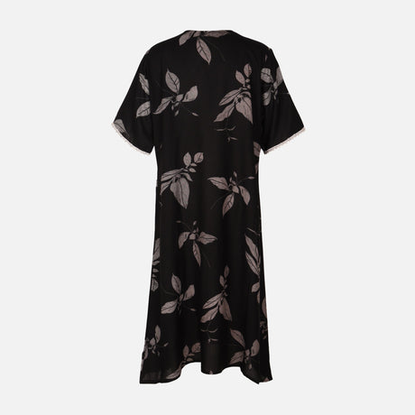 Women Alpine Pocket Midi Gown Short Sleeve Dress