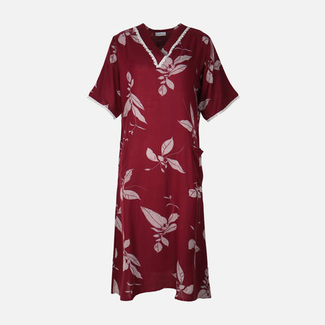 Women Alpine Pocket Midi Gown Short Sleeve Dress
