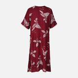 Women Alpine Pocket Midi Gown Short Sleeve Dress