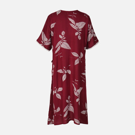 Women Alpine Pocket Midi Gown Short Sleeve Dress