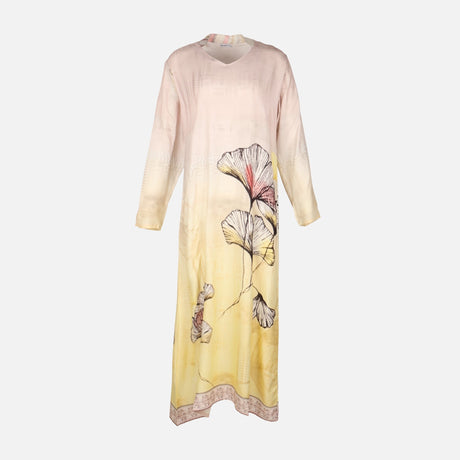 Ladies Rayon Printed Maxi Gown Long Sleeve