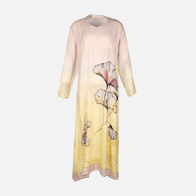 Ladies Rayon Printed Maxi Gown Long Sleeve
