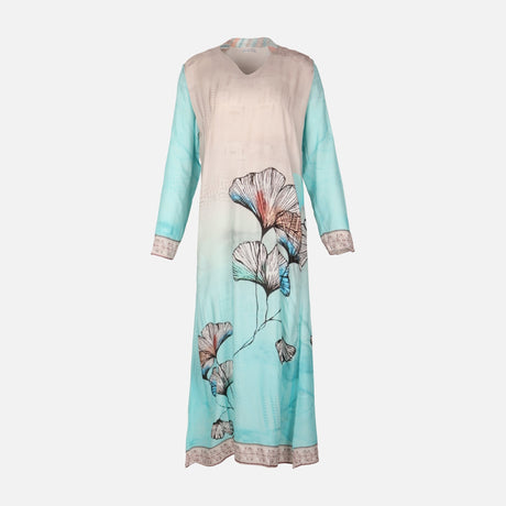 Ladies Rayon Printed Maxi Gown Long Sleeve