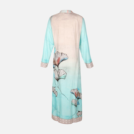 Ladies Rayon Printed Maxi Gown Long Sleeve