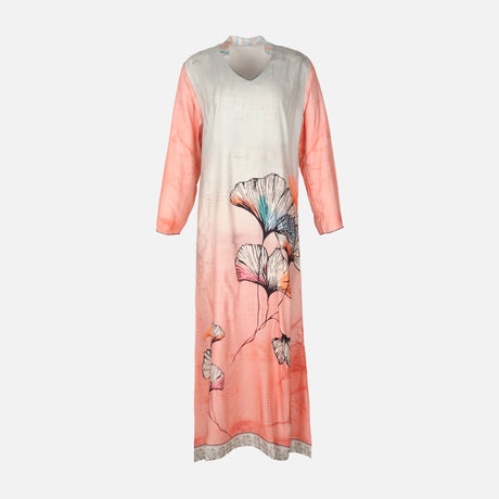 Ladies Rayon Printed Maxi Gown Long Sleeve