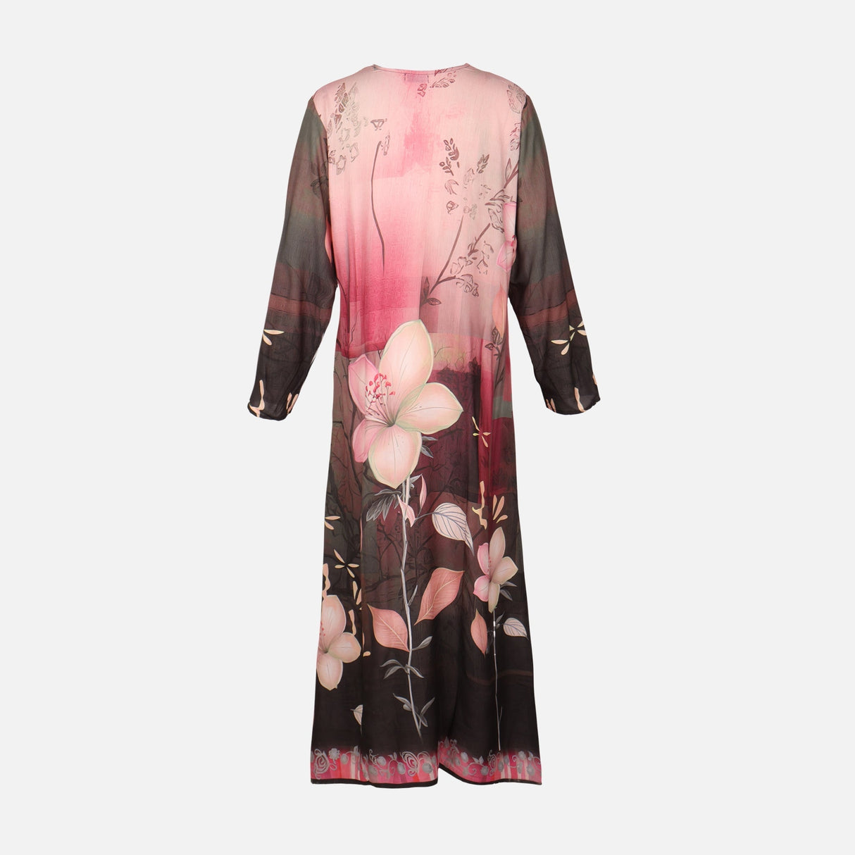 Ladies Rayon Printed Maxi Gown Long Sleeve