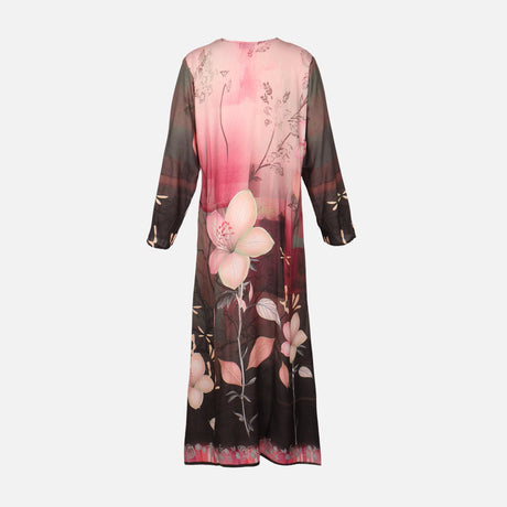 Ladies Rayon Printed Maxi Gown Long Sleeve