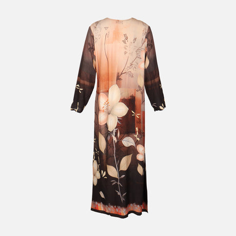 Ladies Rayon Printed Maxi Gown Long Sleeve