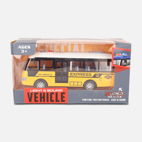 Friction Toy Bus With Light And Music-School Bus