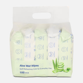 Aloe Scented Wet Wipes 5 Pack Set 20 Pcs Each