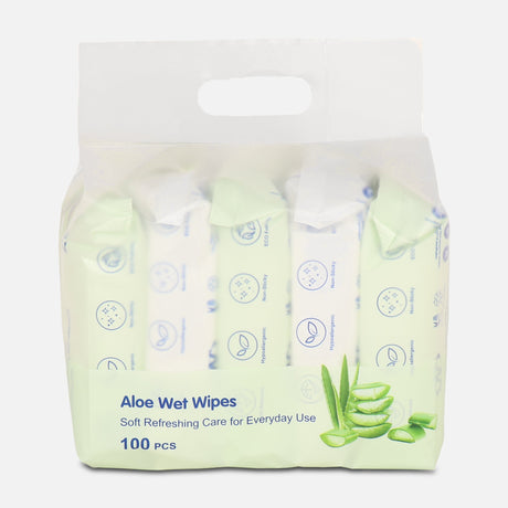 Aloe Scented Wet Wipes 5 Pack Set 20 Pcs Each