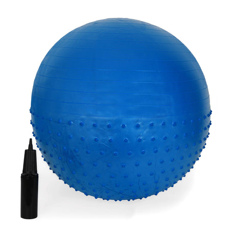 HALF MASSAGE GYM BALL WITH FOOT PUMP QJ-BALL007 65CM-BLUE