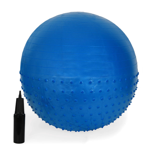HALF MASSAGE GYM BALL WITH FOOT PUMP QJ-BALL007 55CM-BLUE